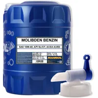 20L Mannol Motorenöl Molibden Benzin Motoröl 10W-40 Öl API SL/CF + Auslaufhahn