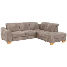 Home Affaire Ecksofa HOME AFFAIRE "Dundee L-Form", grau (grau, beige), B:263cm H:86cm T:219cm, Luxus-Microfaser Florence (100% Polyester), Sofas, Ecksofa, wahlweise mit Kopfteilverstellung und zusätzlich mit Bettfunktion