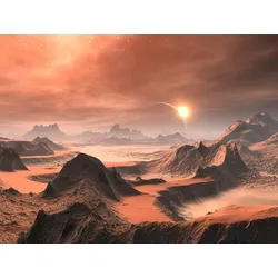 Fototapete PAPERMOON "PLANETEN-FUTURISTISCH WELTRAUM MOND GALAXIE UNIVERSUM", bunt, B:4,00m L:2,60m, Vlies, Tapeten