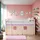 Homestyle4u Hochbett 90 x 200 cm Kiefer massiv weiß lila-orange