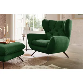 KAWOLA Hochlehnsessel CHARME Cord 100 x 106 x 95 cm Smaragd mit Kissen
