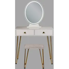 Beliani Beliani, Schminktisch, Weiß, Gold, Holzwerkstoff, 82x137x40 cm,