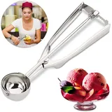 Relaxdays Eisportionierer Edelstahl, mit Auslöser, für Eis, Obst, Keksteig, Eiskugel ∅ 39 mm, Ice Cream Scoop, silber