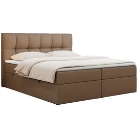 MKS Meble Boxspringbett 120x200 mit Bettkasten, Bett mit Multipocket - Matratze H4 Topper, Polsterbett 120x200 mit Bettkasten Kopfteil, Boxspringbett mit Mat... - Braun