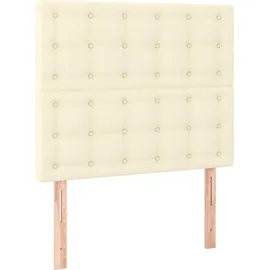 vidaXL Boxspringbett mit Matratze & LED Creme 90x190 cm Kunstleder