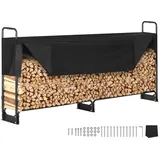 Vevor Kaminholzregal Metall 259x36x117cm Brennholzregal Stahlrahmen Pulverbeschichtet Kaminholzunterstand 300kg Wasserdichter Stapelhilfe für Veranda Garten Terrasse Hof