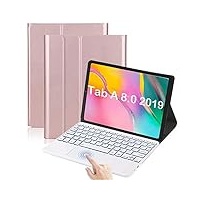 QYiiD Backlit Touchpad Tastatur Hülle für Galaxy Tab A 8.0 2019 SM-T290 / SM-T295, magnetisch abnehmbare kabellose Bluetooth-Tastatur für Samsung Tab A 8 Zoll 2019 SM-T290/T295, Roségold
