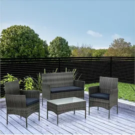 Stilista Lounge Set 4tlg. Balkon Möbel Gartengruppe Sitzgarnitur Sitzgruppe Polyrattan - Grau