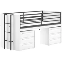 Vipack SAM halbhohes Bett mit Schreibtisch, 2 Kommoden mit