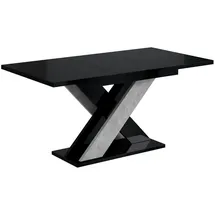 altdecor Esstisch Schwarz Hochglanz, Holzwerkstoff, Rechteckig,Rechteckig, Bodenplatte, 90x75x120 cm, Esszimmer, Tische, Esstische