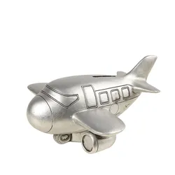 Ambiente Haus Spardose »Flugzeug, silberfarben«, (1 tlg.), Sparschwein, Retro-Design, ideales Geschenk Ambiente Haus altsilberfarben