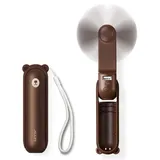Mini-ventilator Mit Powerbank-funktion Und Taschenlampe, Faltbar, 4500 Mah, Usb-c – Braun