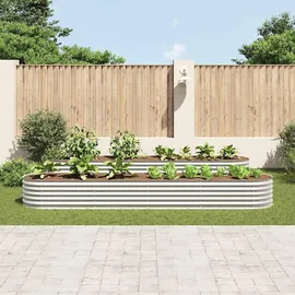 vidaXL Garten-Hochbeet verzinkter Stahl 400 x 80 x 44 cm Silber