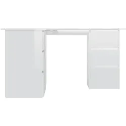 vidaXL Eckschreibtisch Hochglanz-Weiß 145x100x76 cm Holzwerkstoff