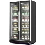 GROJU Mobiler Flaschenkühlschrank mit 2 Glastüren Getränkekühlschrank Kühlschrank Gastro 758 L 0/10°C ISO 48 mm