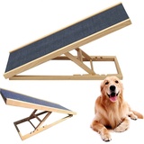 Hunderampe für Auto Bett Sofa Rampe Hundetreppe Klappbar aus Holz Hundeleiter Auffahrrampe für Haustiere mit Anti-rutsch Einsatz, 2-stufige Höhe einstellbar(100 x 40 cm)