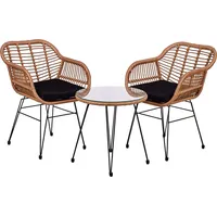 STILISTA 3-teiliges Poly-Rattan Bistroset 2 Lounge Sessel Beistell-Tisch Wetterfest Indoor Outdoor geeignet