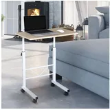 Homcom Beistelltisch Höhenverstellbar Weiße Ahornfarbe 60 x 40 x 68-78 cm