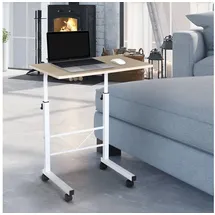 Homcom Beistelltisch Höhenverstellbar Weiße Ahornfarbe 60 x 40 x 68-78 cm