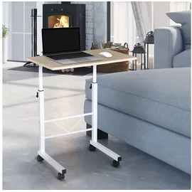 Homcom Beistelltisch Höhenverstellbar Weiße Ahornfarbe 60 x 40 x 68-78 cm
