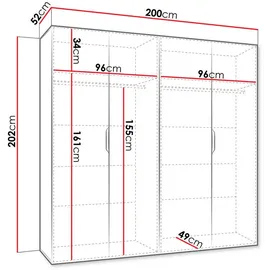 Mirjan24 Drehtürenschrank Malaga 200 x 202 x 52 cm Braun