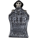 Colcolo Beleuchteter Halloween-Grabstein, Grabstein mit Soundeffekt, bewegliches Skelett, 48,3 cm, Grabstein, Dekoration, Hofschild für Outdoor-Requisiten,