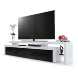 Vladon Leon Lowboard 227 x 52 x 35 cm Schwarz Hochglanz/MDF
