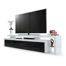 Vladon Leon Lowboard 227 x 52 x 35 cm Schwarz Hochglanz/MDF
