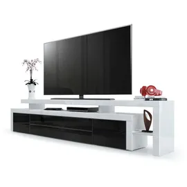 Vladon Leon Lowboard 227 x 52 x 35 cm Schwarz Hochglanz/MDF