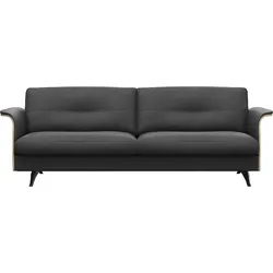 3-Sitzer FLEXLUX "Glow Designsofa, bequem und komfortabel durch hochwertigen Sitzaufbau", schwarz (deep schwarz), B:224cm H:81cm T:91cm, 100% Echteder, Sofas, Skandinavisches Design, In hochwertiger Verarbeitung