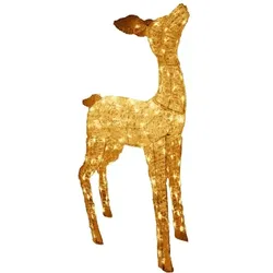 Lex XL LED Acryl Hirschkuh Weihnachtsfigur 104cm beleuchtet Weihnachtsdeko Außen & Innen Gold Warmweiß : Gold-Warmweiß