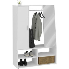 FMD Kleiderschrank mit 4 Fächern und Spiegel 105x39,7x151,3 cm