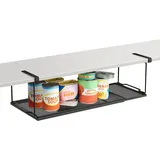 Buwico Unterregal Schrankkörbe, Metall unterregal Hängekorb,Hängekorb Regal, Verstellbare Länge Hängende Zusatzaufbewahrungsregale Unter Dem Schrank für Küche, Speisekammer,Büro,Schreibtisch(Schwarz)