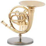 NEUFDAY Miniatur Trompete Replik,Goldmessing Trompete,4 Zoll Miniatur-Replik des Goldenen Waldhorns mit Ständer, Instrumentenmodell, Ornamente, Weihnachtsgeschenke für Kinder, Musikerfreunde
