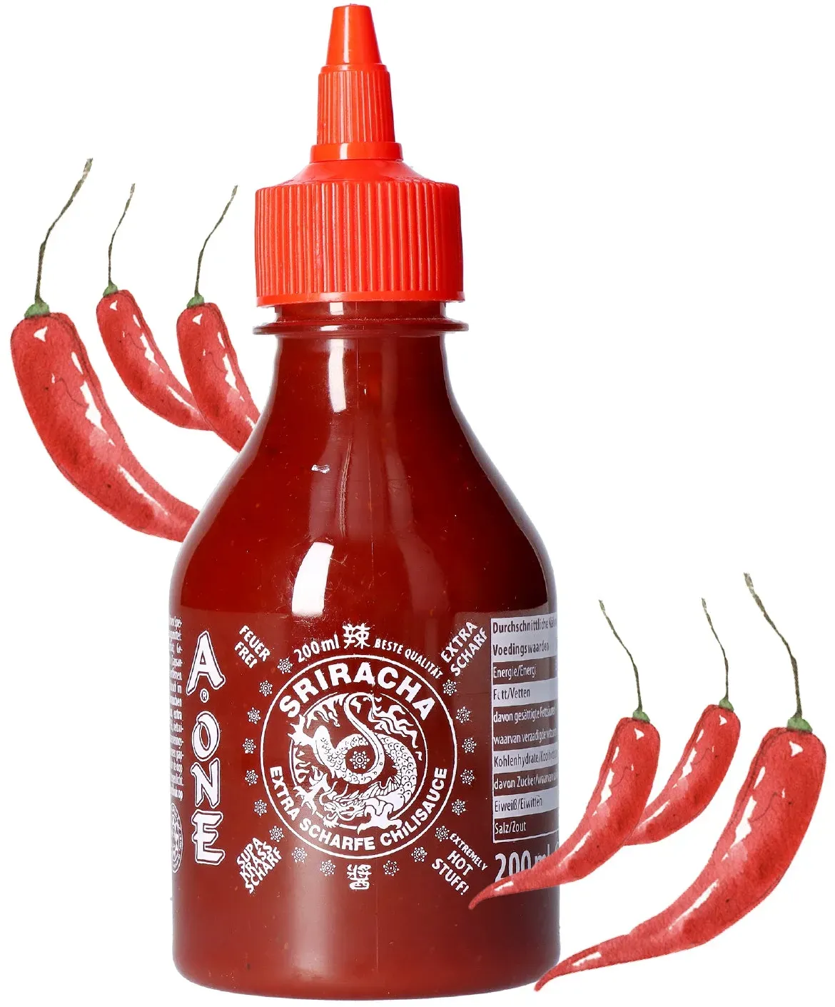 A-ONE Sriracha Sauce 200ml - Super Hot - Extra Scharf Chilli Sauce