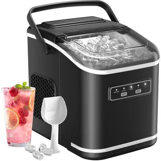 Eiswürfelmaschine, Acmeenjoy Eiswürfelbereiter Ice Maker 9 Eiswürfel in 6-8 Minuten, 12 KG in 24 H, Selbstreinigende Eiswürfelmaschine Kleine für Küche, Büro, Bar und Party