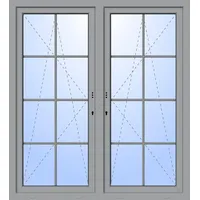 Balkontür zweiflügelig GEALAN "DANIEL" 2-fach Verglasung mit Pfosten (abschließbar) Silbergrau RAL 7001 innen öffnend Seitenunabhängig