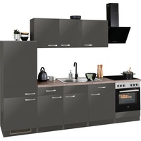 wiho Küchen Küchenzeile »Kansas«, mit E-Geräten, Breite 280 cm, grau