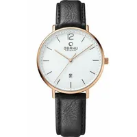 OBAKU TOFT Herrenuhr Edelstahl rosègold Lederarmband schwarz V181GDVWRB NEU 12
