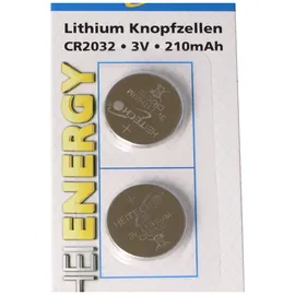 Heitech CR2032 Lithium Batterie im praktischen 2er-Set, Lithium Knopfzelle CR2032, 3V