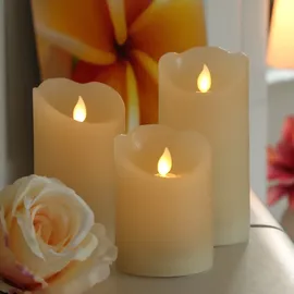 MARELIDA LED Kerzenset Rustik-Optik 3 St. creme