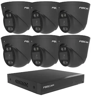 Foscam PoE NVR 24/7 Überwachungsset mit 6 Kameras Dome • Outdoor • 2TB lokaler Speicher