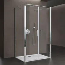 doporro U-Form 80x100x80cm Duschabtrennung in chrom zwei Drehtüren ESG-Sicherheitsglas Klarglas mit Nano-Beschichtung Ravenna66UK