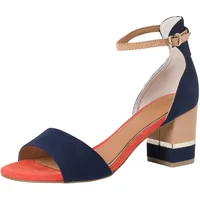 Marco Tozzi Damen Sandalen mit Absatz mit Verstellbarem Riemen Vegan, Blau (Navy Comb), 39 EU