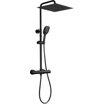 JOHO Regendusche Duschsystem Thermostat matt schwarz 30x30cm