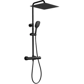 JOHO Regendusche Duschsystem Thermostat matt schwarz 30x30cm