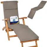 Beautissu Luxus Deckchair Auflage Sonnenliege 175x45x5cm LoftLux DC – Bezug Abnehmbar – Polsterauflage für Liegestuhl Auflage Gartenliege Polster – Liegenauflage Gartenmöbel Kissen Taupe