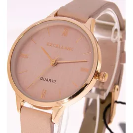 Excellanc Damen Armbanduhr Analog Quarz 1900165 Gehäusebreite 0 mm Kunstledergehäuse Rosa Kunstlederarmband 0