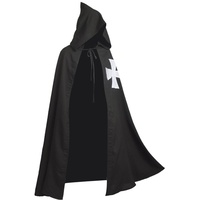 BLESSUME Ritter Kostüm Hospitaller Karneval LARP Cospaly, Schwarz Cloak mit Weißes Kreuz (Schwarz 1)