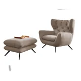 KAWOLA Hochlehnsessel CHARME Cord 72 x 100 x 80 cm taupe mit Hockerbank